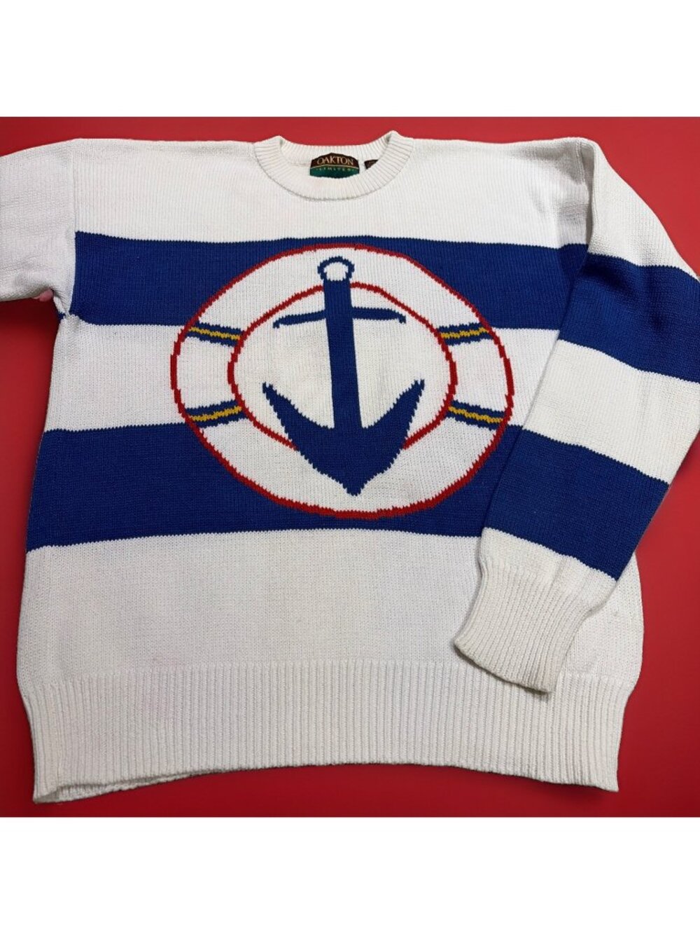 VTG Oakton Limited Men’s Cotton Crewneck Sweater Size L Anchor Nautical Yacht
